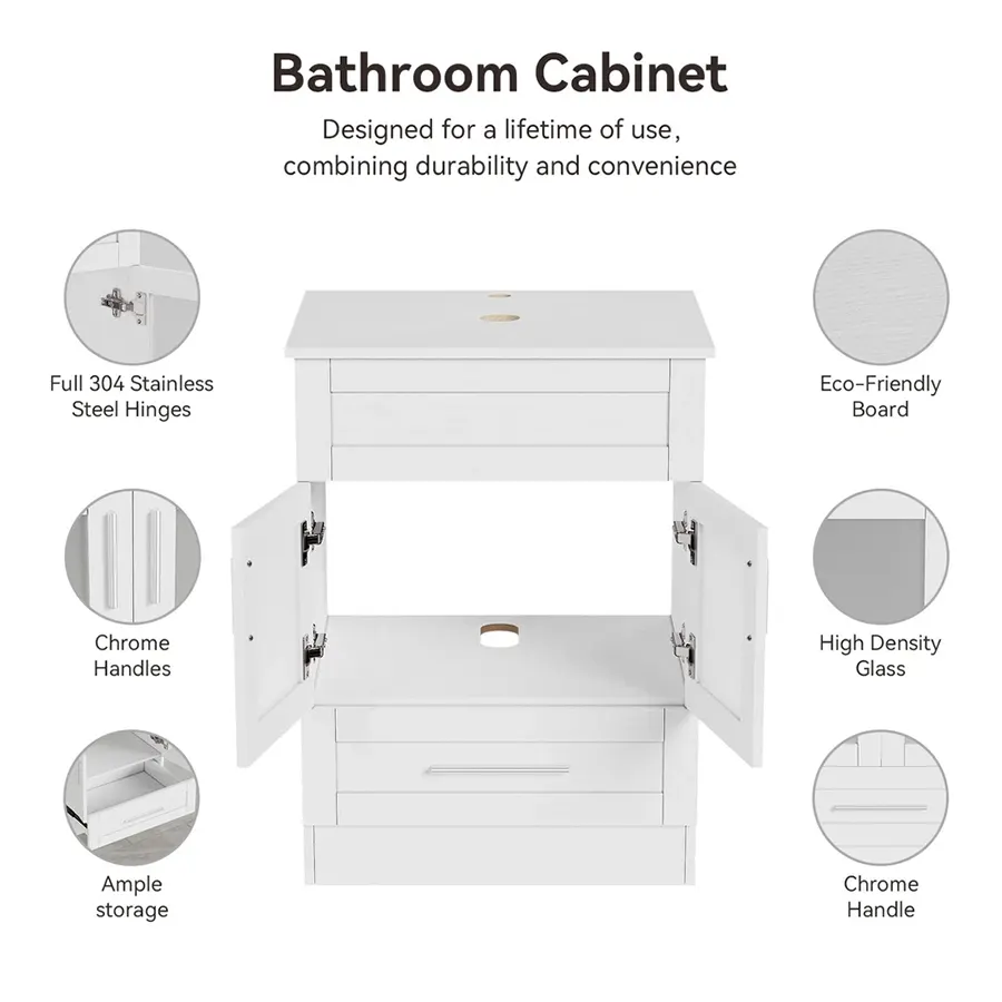 24 Vanity Bathroom Cabinet Set with Mirror & Vessel Sink