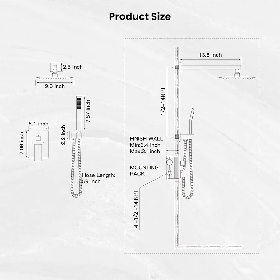 Gotonovo Rainfall Bathroom Shower System