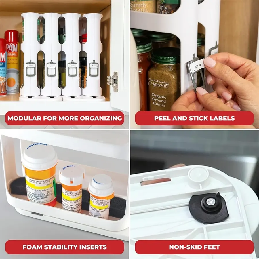 Spice Rack Organizer Cabinet 2 Double-Decker Shelves - Image 6