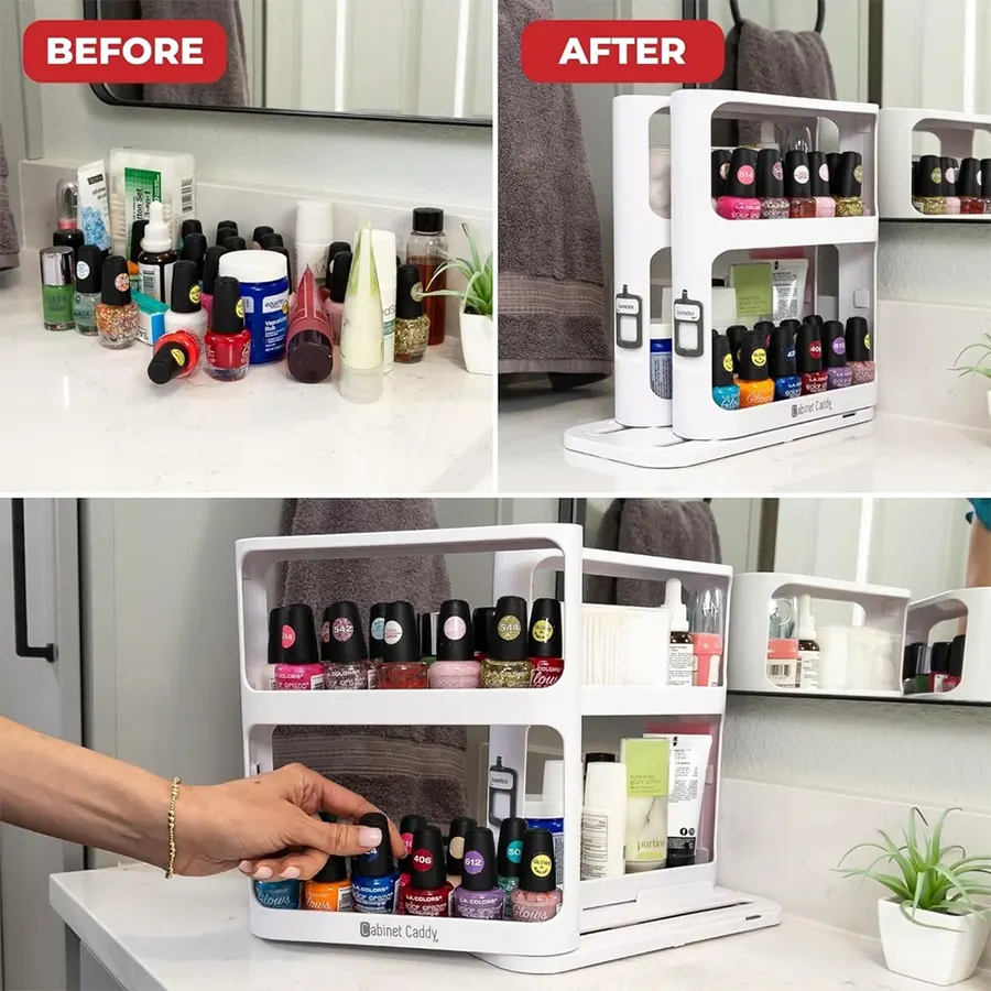 Spice Rack Organizer Cabinet 2 Double-Decker Shelves - Image 8