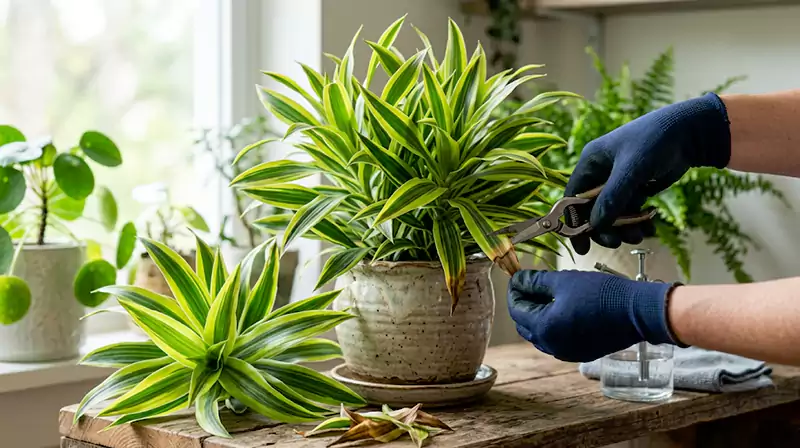 Pruning and cleaning of lemon lime plant