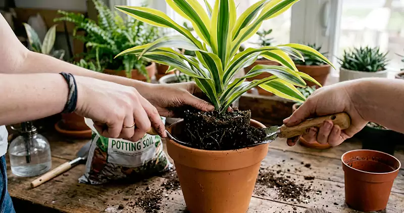 Repotting of lemon lime plant