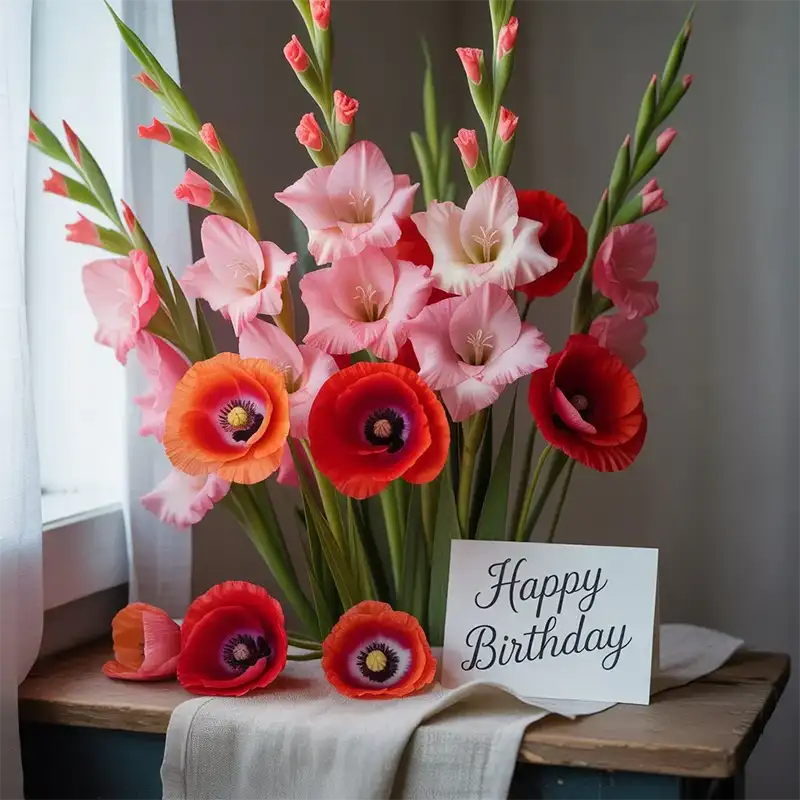 Gladiolus and Poppy Flower Bouquet