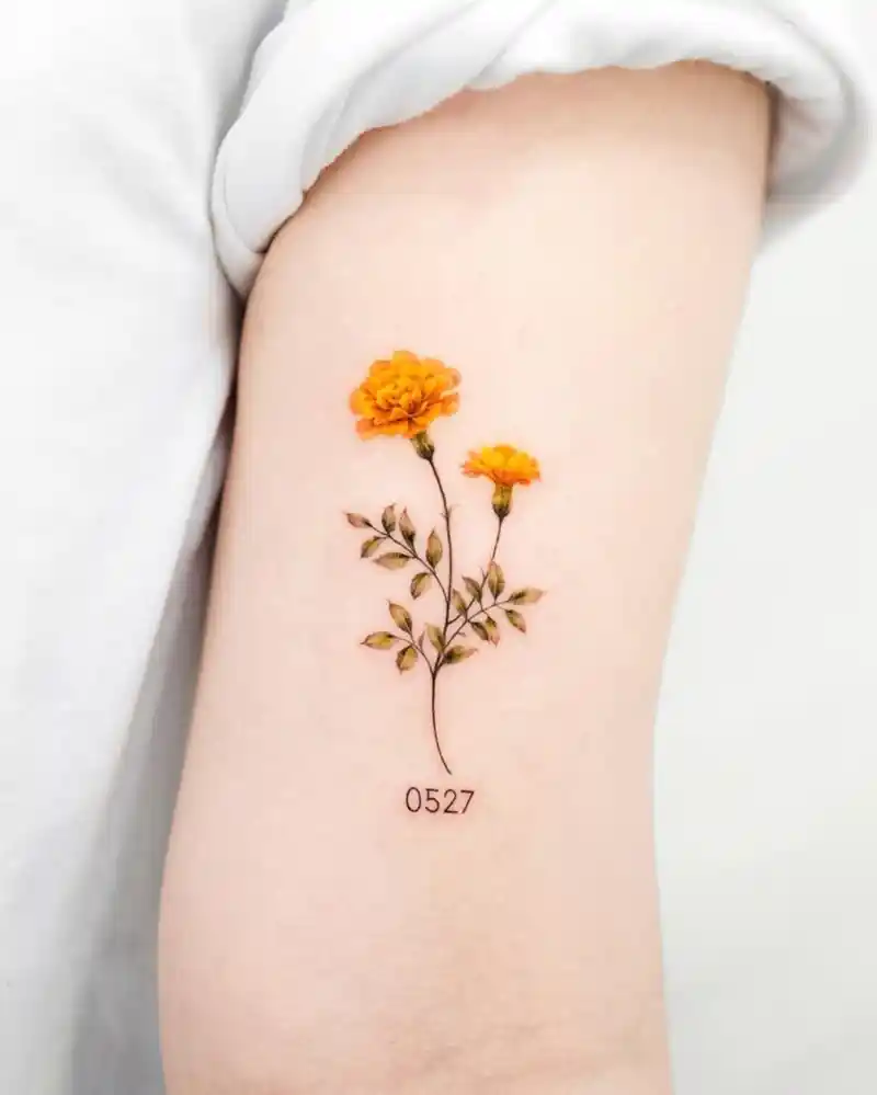 Marigold Flower Tattoo 