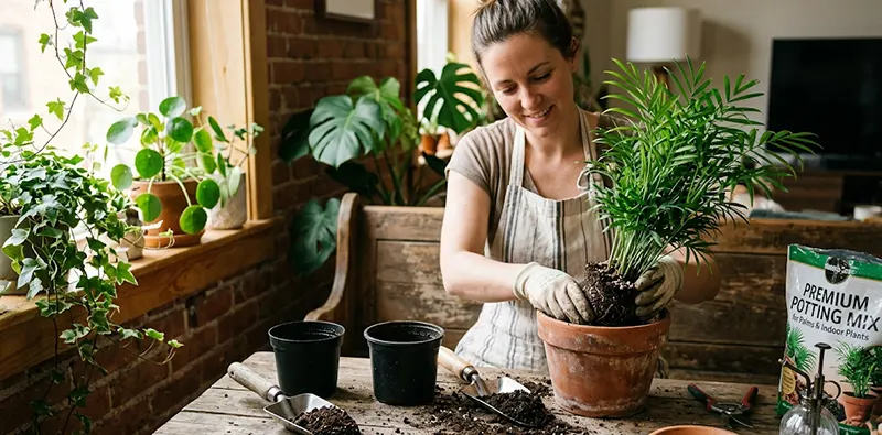 Repotting of Neanthe Bella Palm