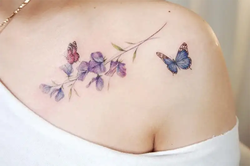 Sweet Pea Flower Tattoo