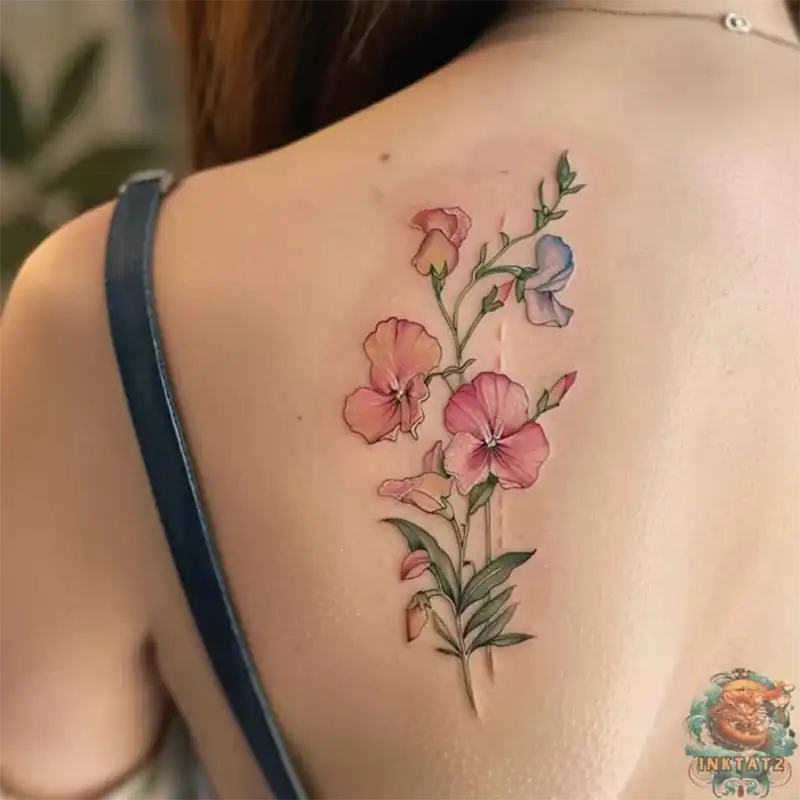 Sweet Pea Flower Tattoo