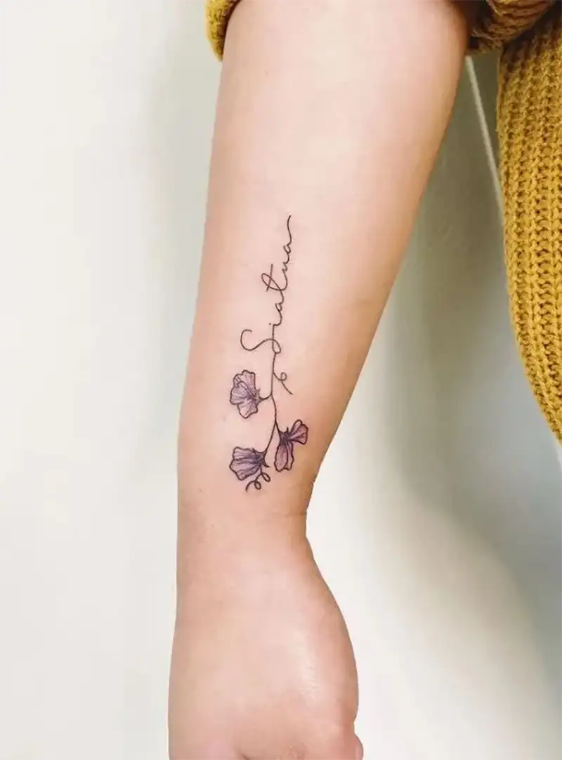Sweet Pea Flower Tattoo