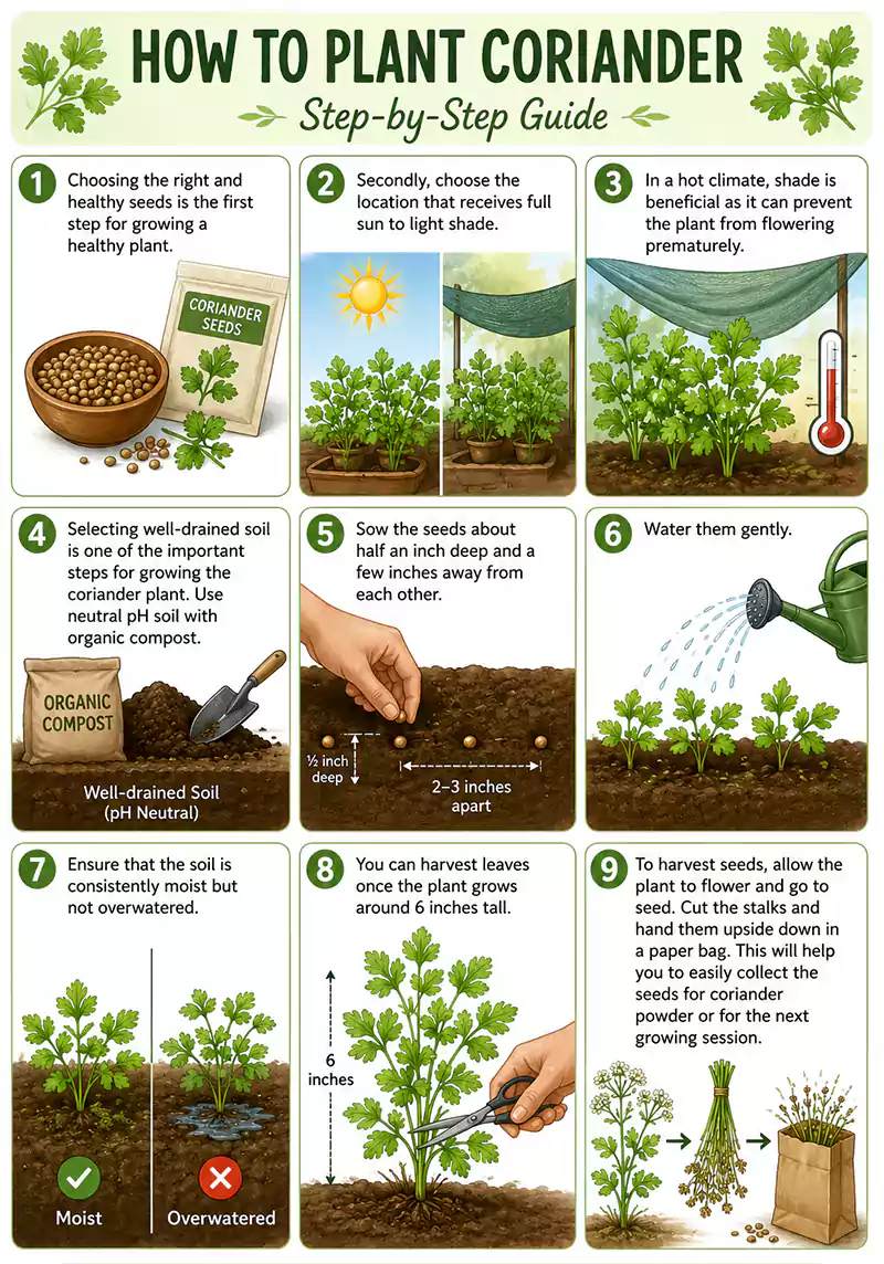 Coriander Planting Stepss