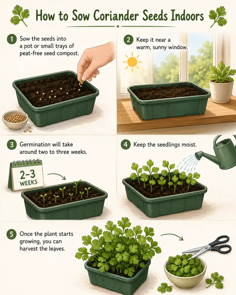 Steps of Planting Coriander Indoors