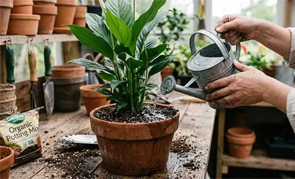 Watering in Spathiphyllum Wallisii