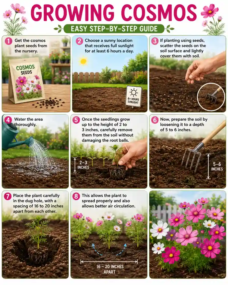 Steps of Growing a Cosmos Flower