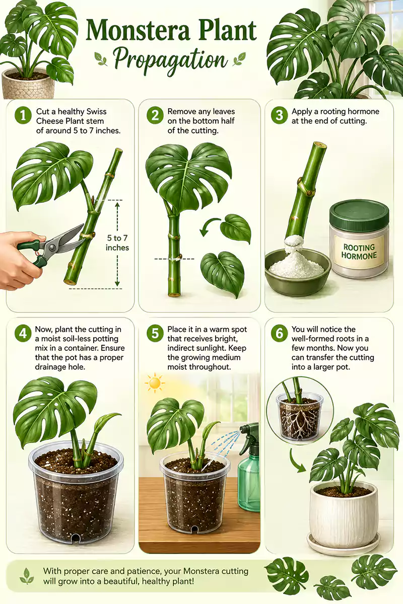 Steps of Propagating Swiss Cheese Plants