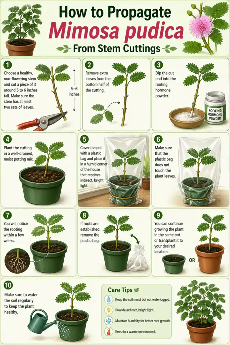  Steps of Propagating a Shame Plant by Stem Cutting Method
