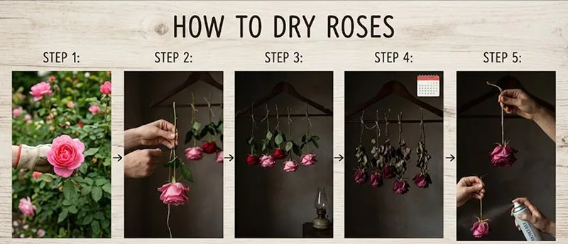 Drying Roses Steps