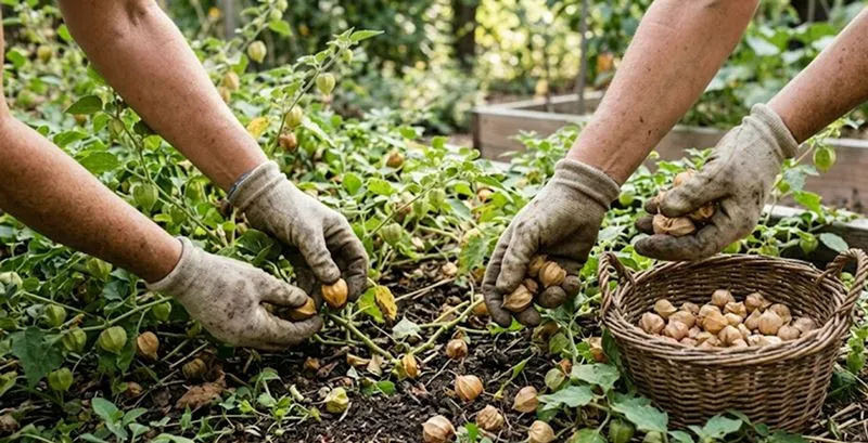 Harvesting husk cherries