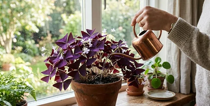 Watering Shamrock plant