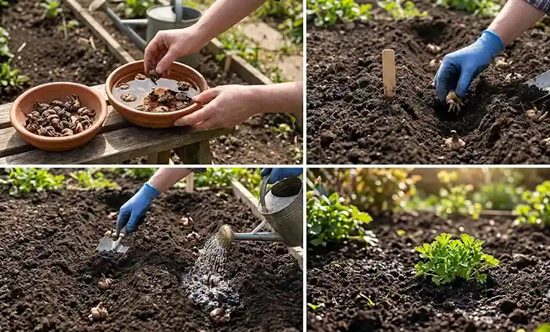Planting Persian buttercup from corms